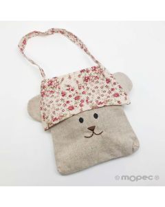 Bolso cara osito flores 14,5x16cm min.12
