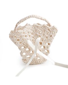 Cestino uncinetto beige con nastro 9cm min.12