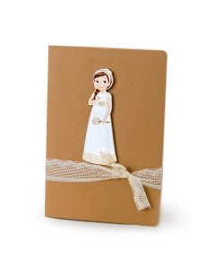 Libreta grande adornada figura niña Comunión romántica
