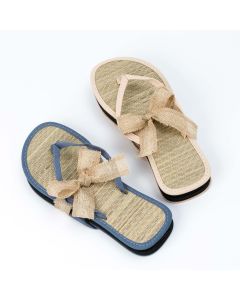 Flip flop bambú en azul/rosa talla M decoradas, min.2