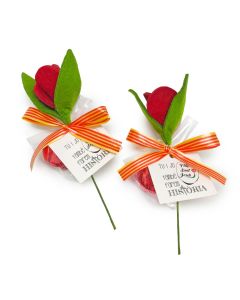 Rosa Sant Jordi con bombón y tarjeta