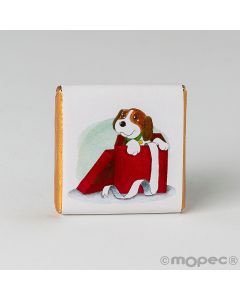 Chocolatinas de chocolate con leche perrito saliendo del regalo