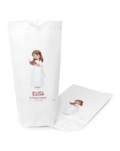 Borsa di carta bianca comunione ragazza bibbia 12x21x5cm.