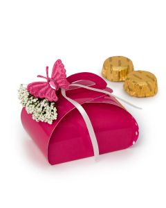 Coffret fuchsia avec papillon 2 chocolats