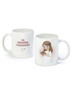 Tazza in ceramica bimba Prima Comunione con Bibbia confezione regalo 