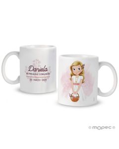Tazza ceramica Primera Comunión bambina cestino
