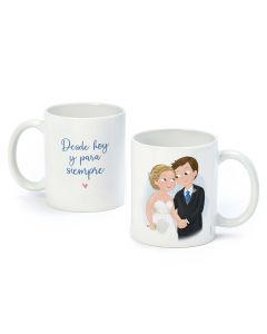 Taza novios "Desde hoy y para siempre" en caja regalo