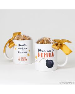 Taza cerámica Mamá eres la Bomba 6 bombones en caja regalo
