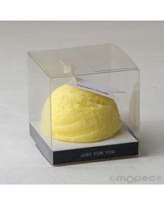 Candela profumata al limone in scatola di PVC 6X6cm.