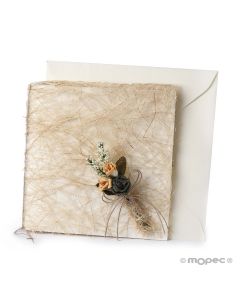 Invito a nozze sinamay con bouquet e busta