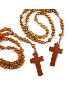 Rosario madera en dos tonos marrones, min.2
