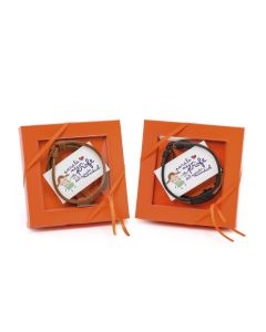 Pulsera caja naranja tarjeta La Millor profe, stdo.2