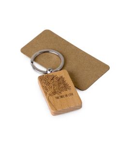 Portachiave rettangolare in legno The tree of life 9x3,2 cm.