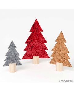 Set of 3 felt trees, cork and sequins, price set of 3
