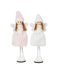 Angelita rosa y blanca base madera surtida 29cm min.2