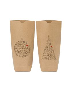 Bolsa Kraft Merry Christmas dibujos 12x22,5cm. min.24