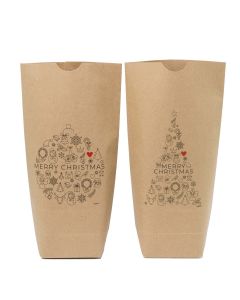 Bolsa Kraft Merry Christmas dibujos 18x32x7cm. min.24