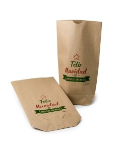 Bolsa Kraft Feliz Navidad y Próspero Año 18x32x7cm., min.25