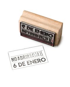 Sello rectangular No abrir hasta el 6 de enero 5,5x3cm.