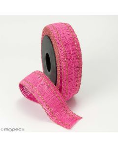 Cinta red rosa con hilo dorado 50mmx20m