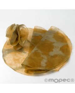 Pañuelo marmoleado ribete oro Ø48cm. ocre, min25