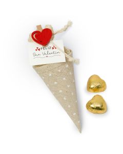 Cone Clip Heart San Valentín  2 heart-choc  6x5x16 cm