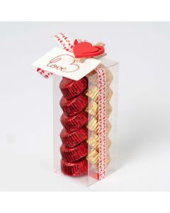 Estuche 12 bombones corazones pinza con tarjeta*