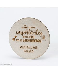 Sottobicchiere legno personalizzabile Las Cosas..., 9cm. min18