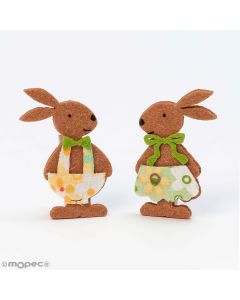 Pinza fieltro conejitos vestido flores 2stdo. 6cm., min.12