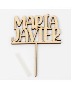 Cake topper con nomi maiuscole 13cm. personalizzato