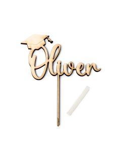 Cake topper laurea personalizzato 1nome in legno 15cm.