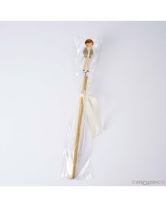 Lápiz madera adornado Comunión niño con foulard, min.6