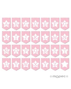 Banderola rosa con estrella para guirnalda 14,6x21,7cm