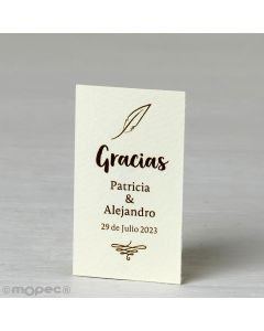 Tarjeta precortada Gracias y Pluma 1 hoja=30tarj.  min.5