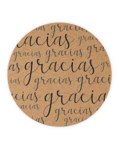 Etiqueta adhesiva kraft Gracias Ø3,5cm. 1hj=12u. min.10