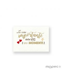 Tarjeta precortada marrón en italiano. LE COSE IMPORTANTI 