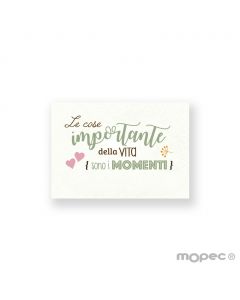 Tarjeta precortada verde en italiano LE COSE IMPORTANTI verde 