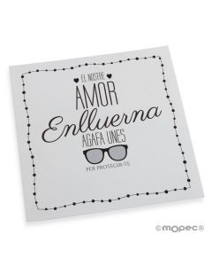 Tarjetón enlluerna gafas blanco y negro 16x16cm. min.6