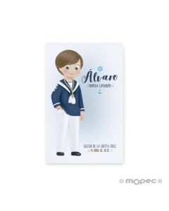Biglietto comunione marinaio blu navy, prezzo x 25pz
