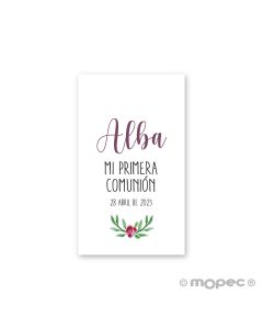 Tarjeta pre-cortada niña Comunión flores 30xhj., min.5
