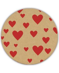 Étiquette adhésive kraft Coeur rouge Ø3,5cm. 1 feuille=12pcs