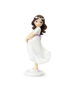 Figura pastel Comunión niña sujetando la falda 16cm.
