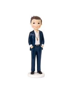 Figura pastel niño Comunión manos en los bosillos