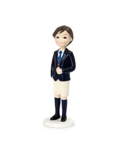 Figura pastel Comunión niño moreno pantalón corto 16cm.
