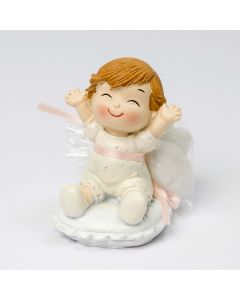 Figura bebé Pop &Fun cojín lazo rosa  3 peladillas choc 7 cm