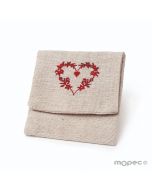 Guardatodo beige con corazón bordado, mínimo 10