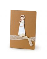 Grand carnet de notes orné figure fille Communion romantique