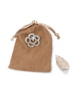 Beige bag flower brooch glitters  with 4 candies