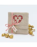 Guardatodo beige 4 crokis corazón bordado rojo con tarjeta 