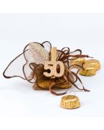 Bouquet marrone molletta in legno 50 anni 4 cioccolatini*